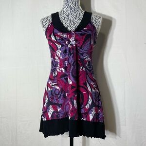 Vintage Y2K Juli Pink Purple Black Swirl Print Sleeveless Going Out Top S